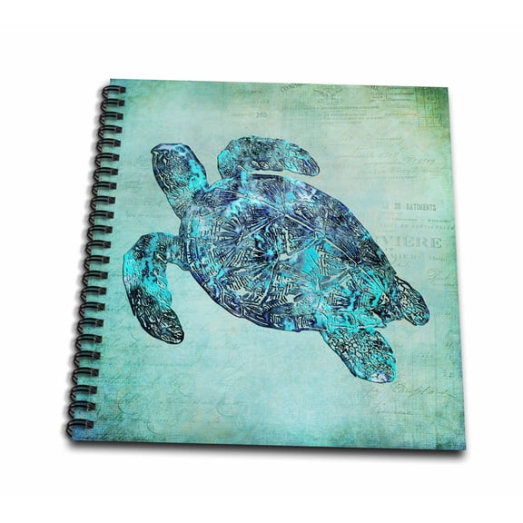 3dRose, Sea turtle mixed media illustration, Drawing Book 8 x 8 inch