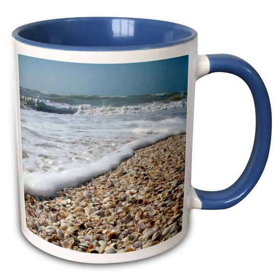 3drose, Seashells, Sanibel Island, Gulf Coast, Florida - Us10 Dfr0166 - David R. Frazier, 15oz Two-tone Blue Mug
