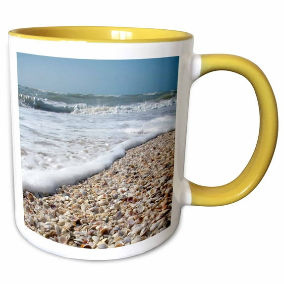 3drose, Seashells, Sanibel Island, Gulf Coast, Florida - Us10 Dfr0166 - David R. Frazier, 15oz Two-tone Yellow Mug