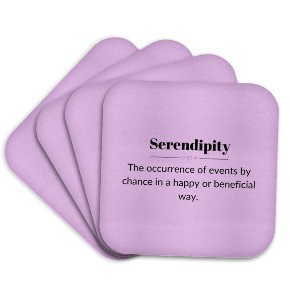 3drose, Serendipity and Its Meaning Typography, Set of 4 Coasters - Soft