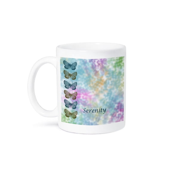 3dRose, Serenity Butterflies Pastel Inspirational Art, 11oz Mug