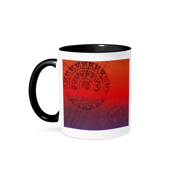 3drose, Serenity – Chakra Meditation Medallion – Violet Red Orange, 15oz Two-tone Black Mug