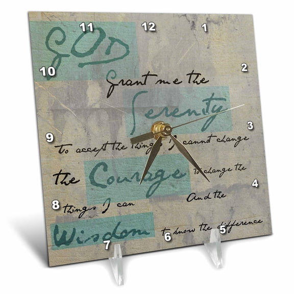 3dRose, Serenity Prayer - Inspirational - Spiritual, 6x6 Desk Clock