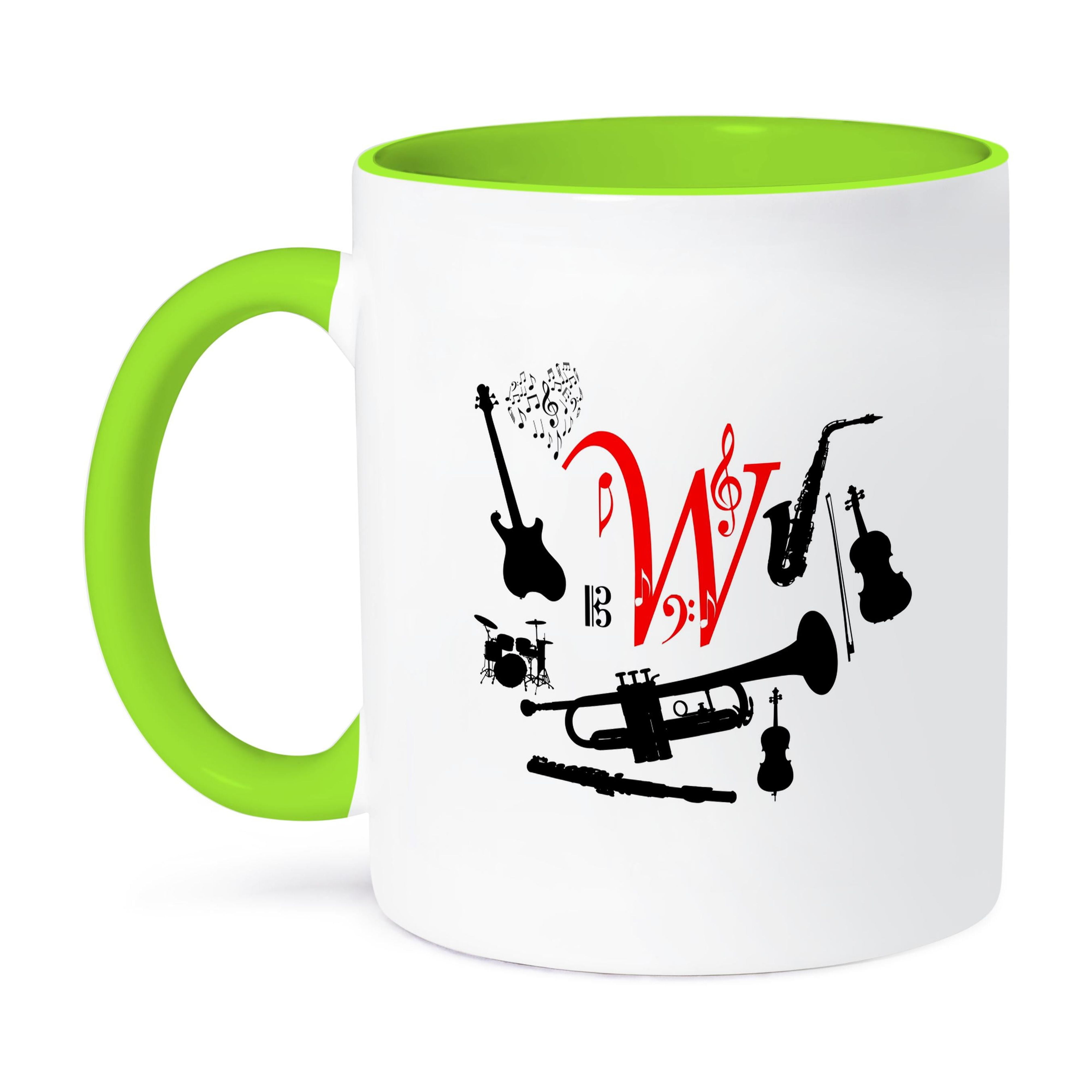 3dRose, Set of musical instruments. Black, red notes. Stylish letter W ...