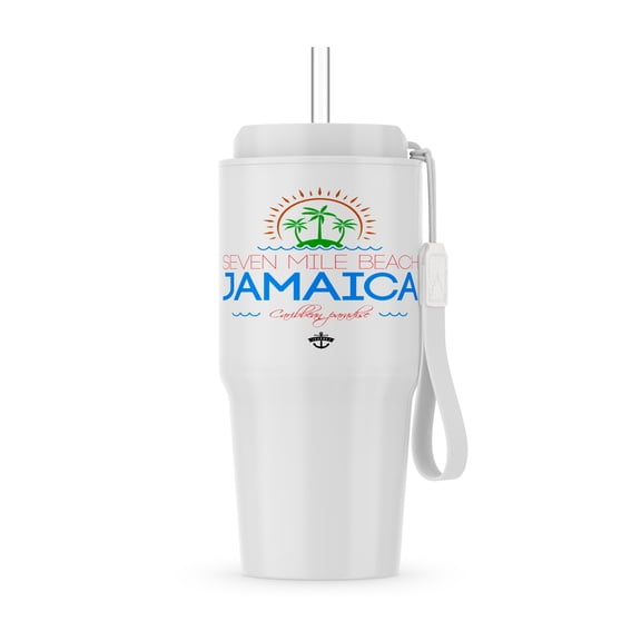Seven Mile Beach, Jamaica Caribbean Paradise Text, Decorative Images, 20oz Tumbler