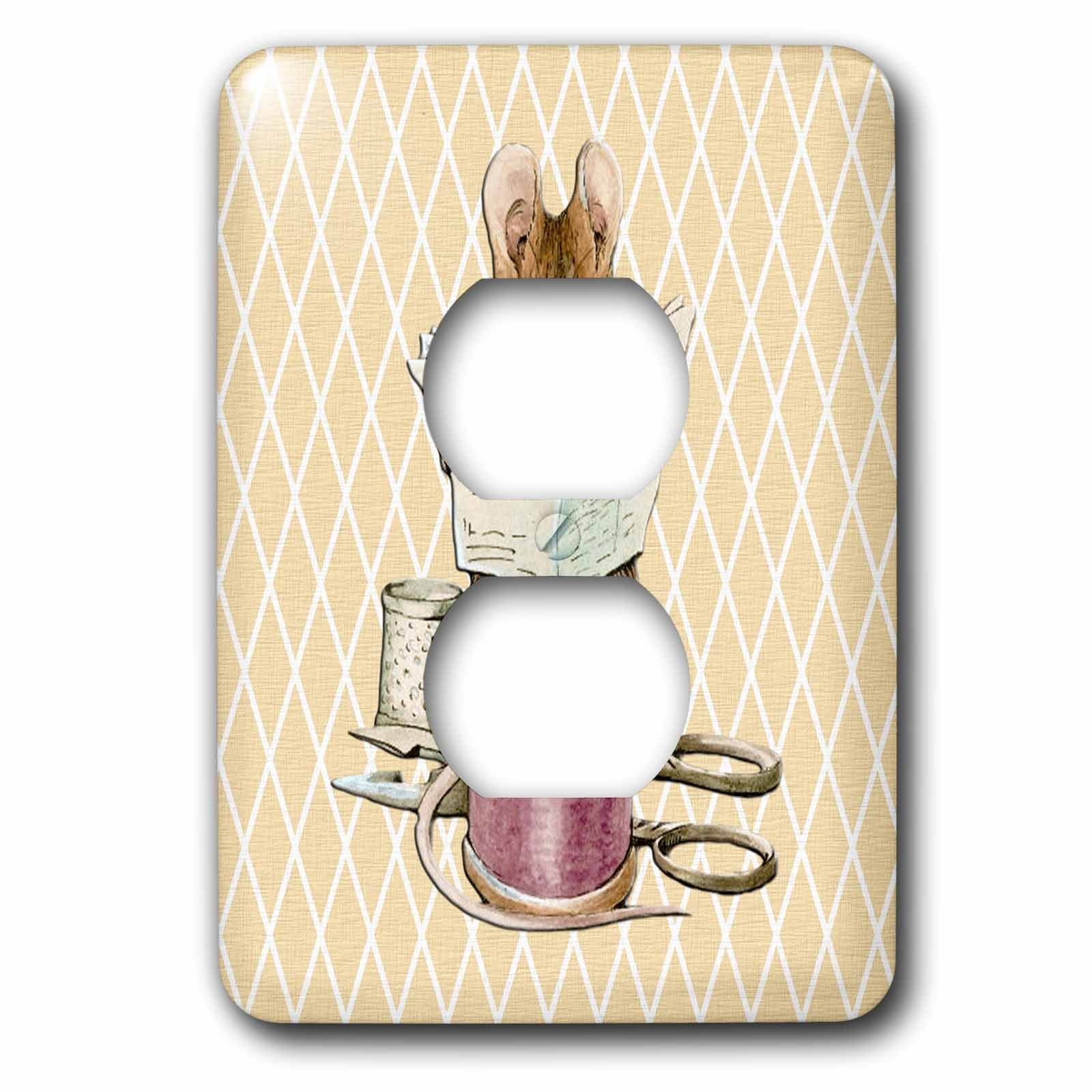 3dRose, Sewing Mouse- Vintage Art- Animals, 2 plug outlet cover