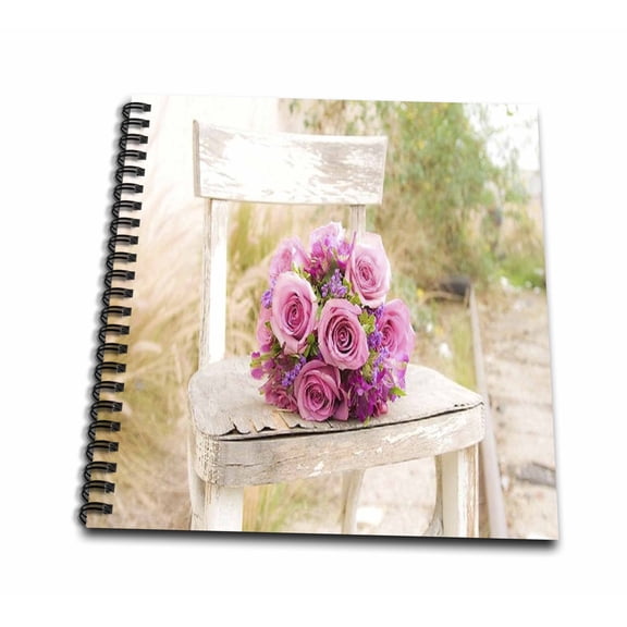 3dRose, Shabby Chic Image With Country Chair n Pink Roses.jpg, Mini Notepad 4 x 4 inch