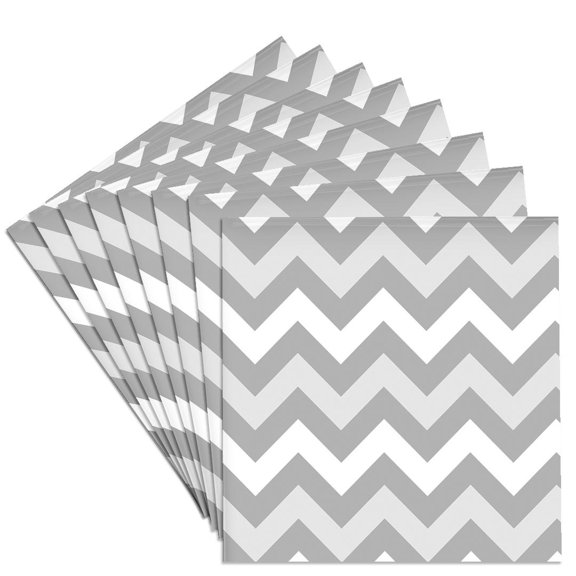 3dRose, Shades of Gray Chevron zig zag pattern - light pastel grey zigzags, Set of 8 Ceramic Tile Coasters