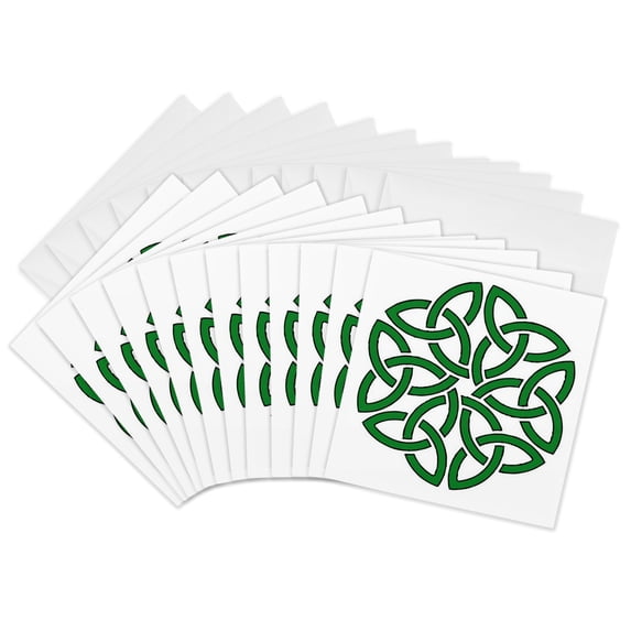 3drose, Shamrock Celtic Art Knotwork Design, 12 Greeting Cards with Envelopes