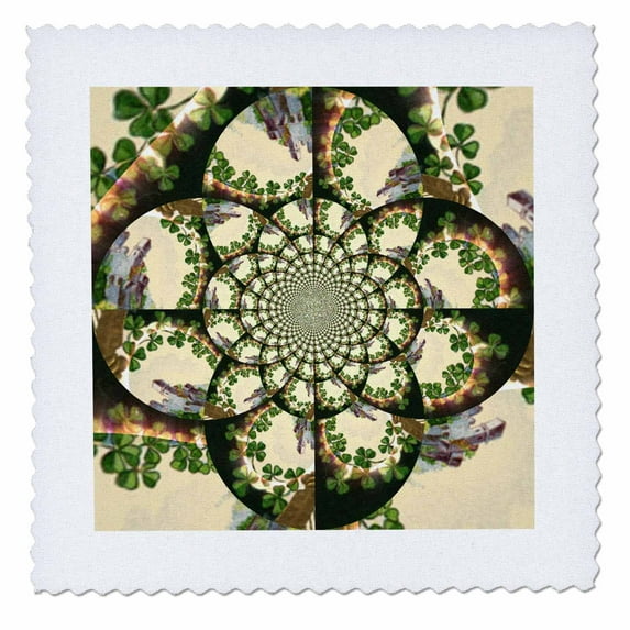 3dRose, Shamrock and Blarney Castle Kaleidoscope , 14x14 inch quilt square