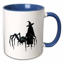 3drose, Shape Changing Creepy Spider Witches Hallowwen Art on White, 11oz Two-tone Blue Mug