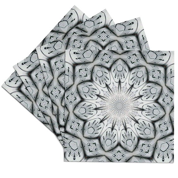3drose, Sheet Music Abstract Mandala Pattern 2, Set of 4 Ceramic Tile Coasters
