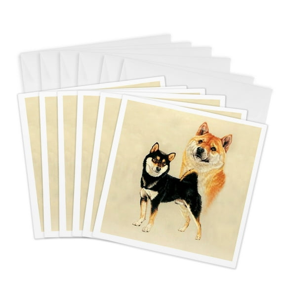 3dRose, Shiba Inu, 6 Greeting Cards with envelopes
