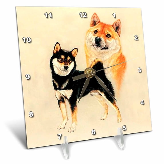 3dRose, Shiba Inu, 6x6 Desk Clock