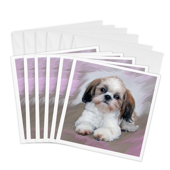 3drose, Shih Tzu Puppy, 6 Greeting Cards with Envelopes