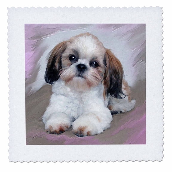 3dRose, Shih Tzu puppy, 8x8 inch quilt square