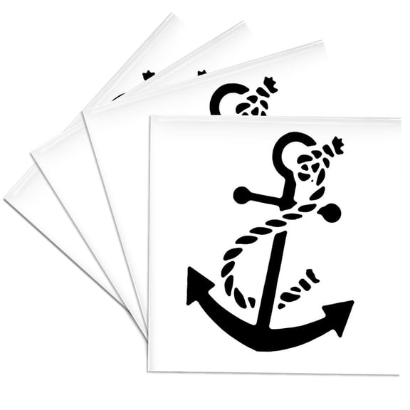 3dRose, Ships Anchor, Set of 4 Ceramic Tile Coasters