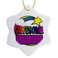 thumbnail image 1 of 3drose, Shooting Star Rainbow Awesome Volunteer, 3 inch Snowflake Porcelain Ornament, 1 of 7