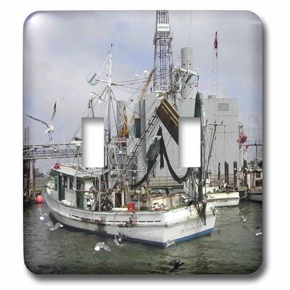 3dRose, Shrimp Boat and Birds, double toggle switch