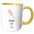 thumbnail image 1 of 3drose, Shrimpin Aint Easy, Picture of a Shrimp, Black and Red Lettering, 15oz Two-tone Yellow Mug, 1 of 6