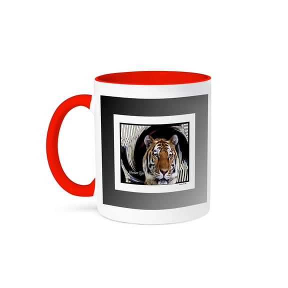Siberian Tiger, 15oz Two-Tone Red Mug