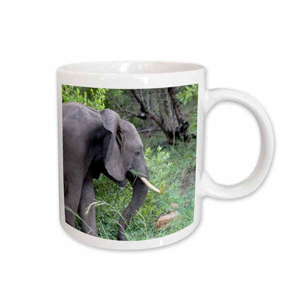 3drose, Side View of a Gorgeous Elephant in the Forest Wildlife Photography, 15oz Mug