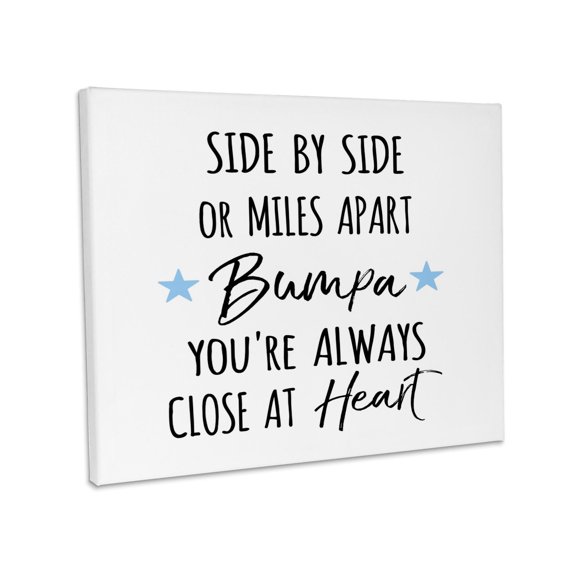 3dRose, Side by Side or Miles Apart Bumpa You are always close at Heart Love, Museum Grade Canvas Wrap 14x11
