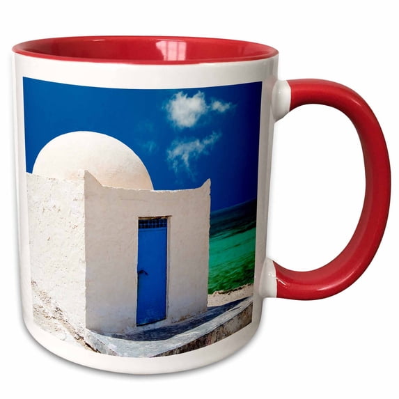 3drose, Sidi Mahares Beach, Djerba, Jerba or Jarbah, Tunisia, North Africa, 11oz Two-tone Red Mug