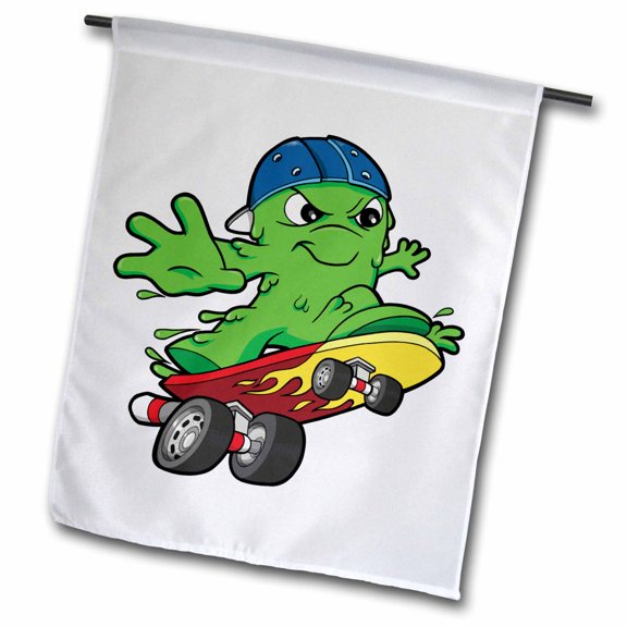 3dRose, Silly Boogie Monster on a Skateboard, 12 x 18 inch Garden Flag
