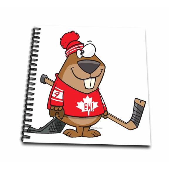3dRose, Silly Canadian Hockey Beaver, Drawing Book 8 x 8 inch