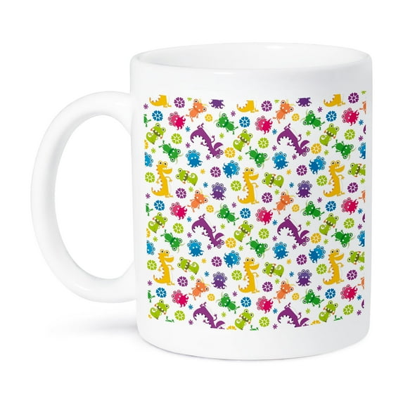 Silly Crazy Colorful Cartoon Monsters And Aliens Cartoon Sci-Fi Pattern, 11oz Mug
