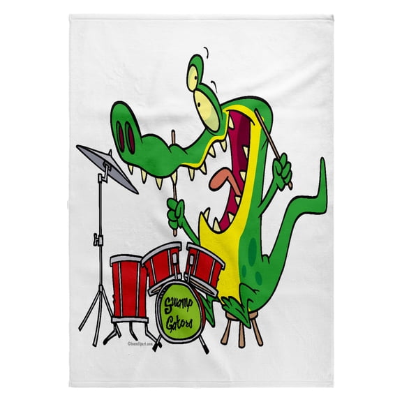 3dRose, Silly Gator Alligator Drummer Cartoon, 22x30 Bath Hand Pool Towel