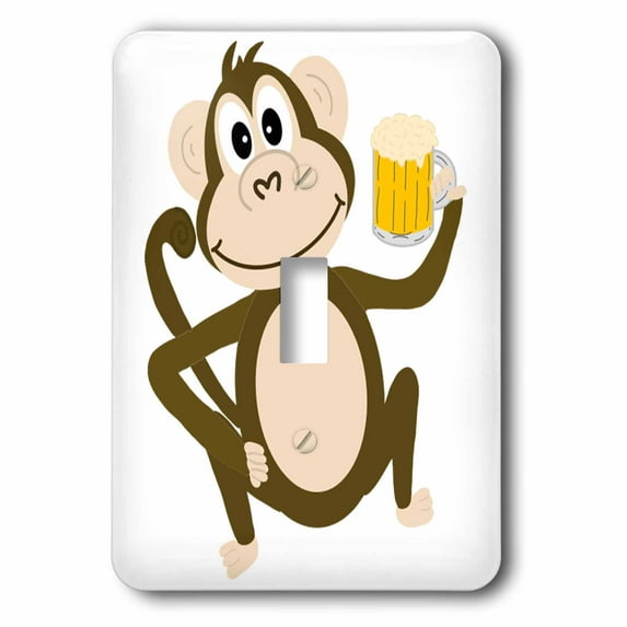 3dRose, Silly cool monkey drinking beer out of a mug , single toggle switch