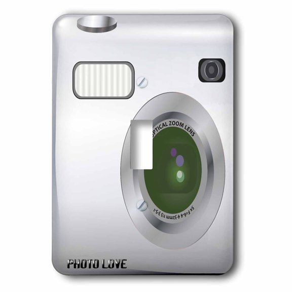 3dRose, Silver Camera square design - unique novelty gift for photography fans and photographers, single toggle switch