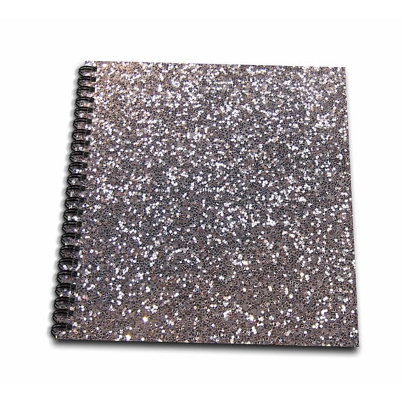 3dRose, Silver Faux Glitter - photo of glittery texture - metallic sparkly bling - diva glam sequins glamor, Drawing Book 8 x 8 inch