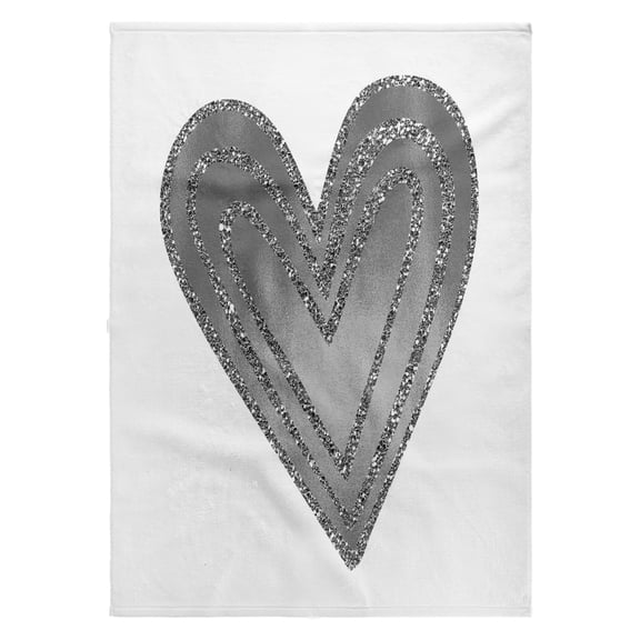 3dRose, Silver Glam Heart, 22x30 Bath Hand Pool Towel