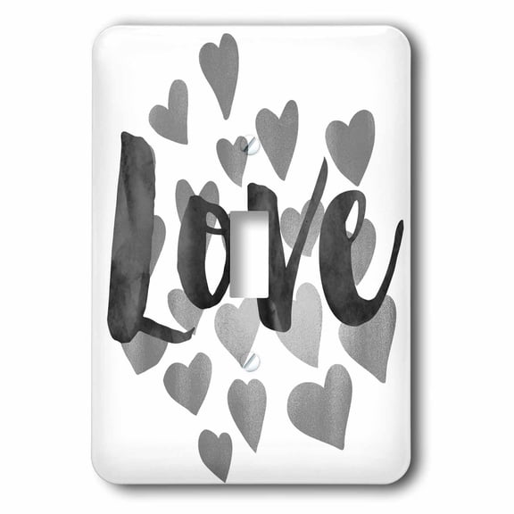 3dRose, Silver Love Hearts, single toggle switch