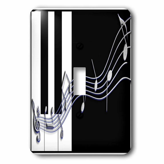 3dRose, Silver Music Notes on Piano Keys, single toggle switch