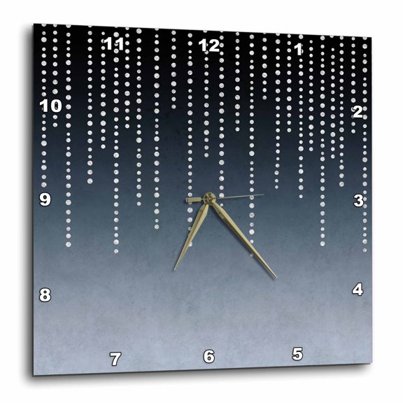 3drose, Silver Shimmering Rhinestones on Blue Grey Background, 10x10 Wall Clock