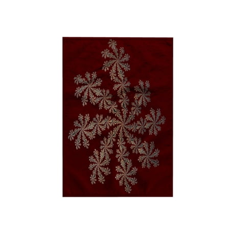 3dRose, Silver on Burgundy Snowflake, 15x22 Hand Towel