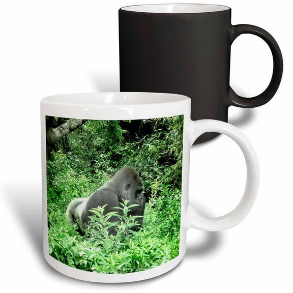 3drose, Silverback Gorilla in Leaves Green Tinted, 11oz Magic Transforming Mug