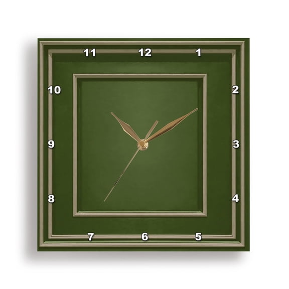 3dRose, Simple Geometric Regency Period Square Abstract Design Green, 15x15 Wall Clock