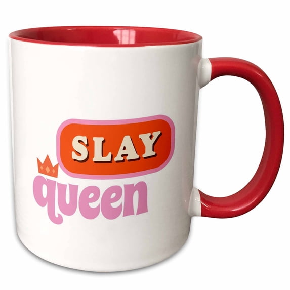3drose, Simple Text of Slay Queen, 15oz Two-tone Red Mug