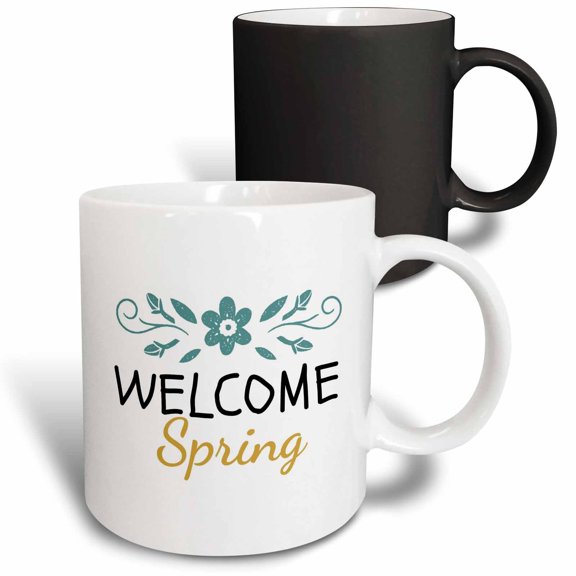 3drose, Simple Text of Welcome Spring, 11oz Magic Transforming Mug