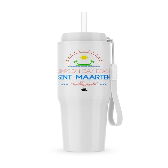 Simpson Bay Beach, Sint Maarten, Caribbean Paradise Text And Image, 20oz Tumbler