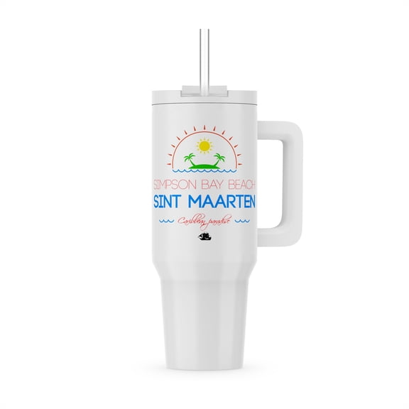 Simpson Bay Beach, Sint Maarten, Caribbean Paradise Text And Image, 40oz Tumbler