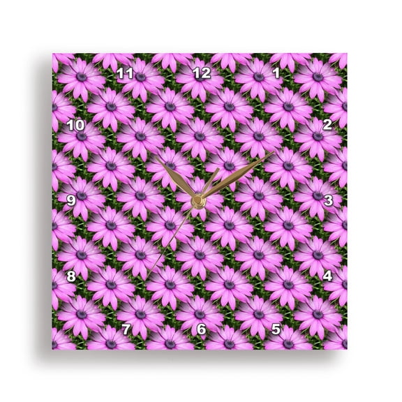 3drose, Single Pink African Daisy Against Green Foliage Pattern, 15x15 Wall Clock