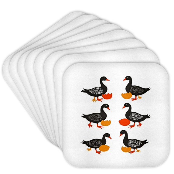 3drose, Six Geese A-laying Mid-century Retro Cut-out, Set of 8 Coasters - Soft