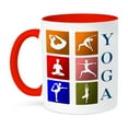 thumbnail image 1 of 3dRose, Six Yoga Poses With The Word Yoga Design, 11oz Two-Tone Red Mug, 1 of 3