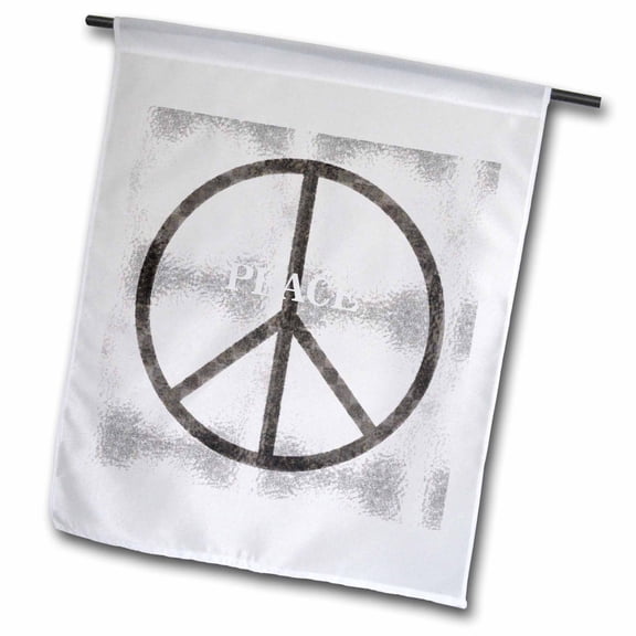 3dRose, Sixties Silver Metal Peace Symbol, 18 x 27 inch Garden Flag